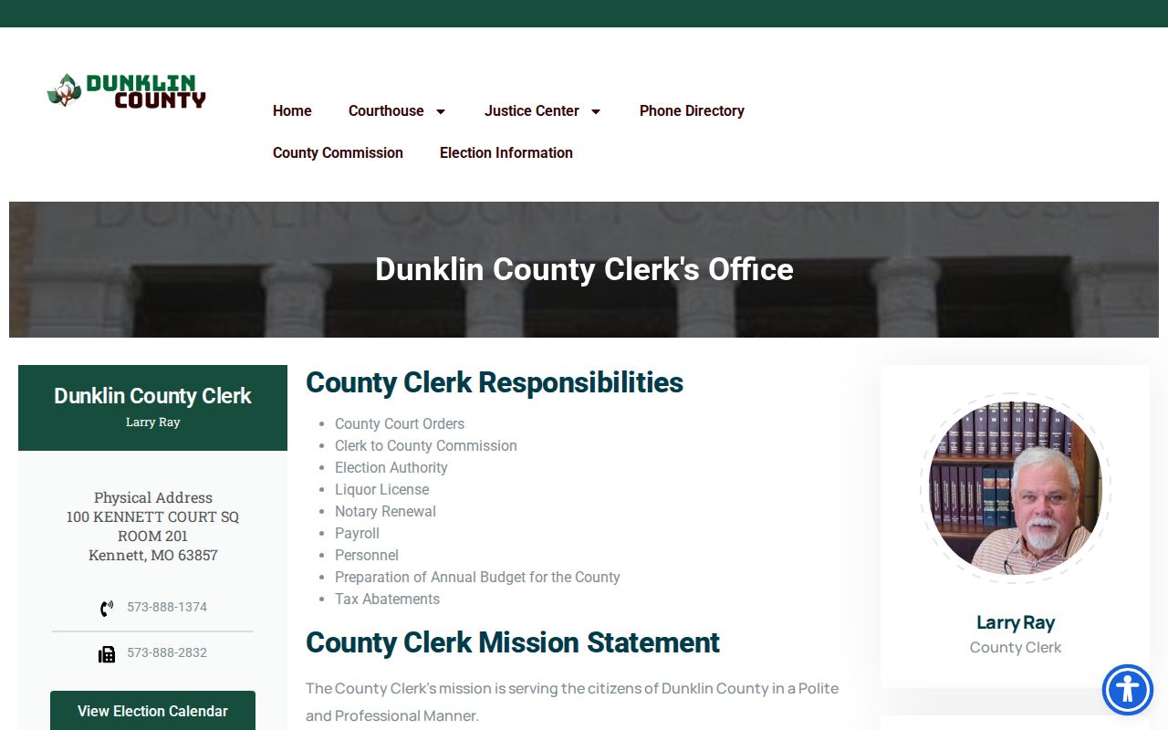 Dunklin County court records distinction between the Circuit Clerk and County Clerk