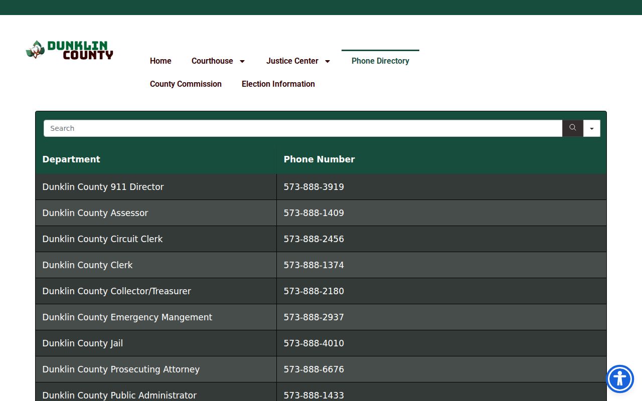 Dunklin County court docket official county directory offices