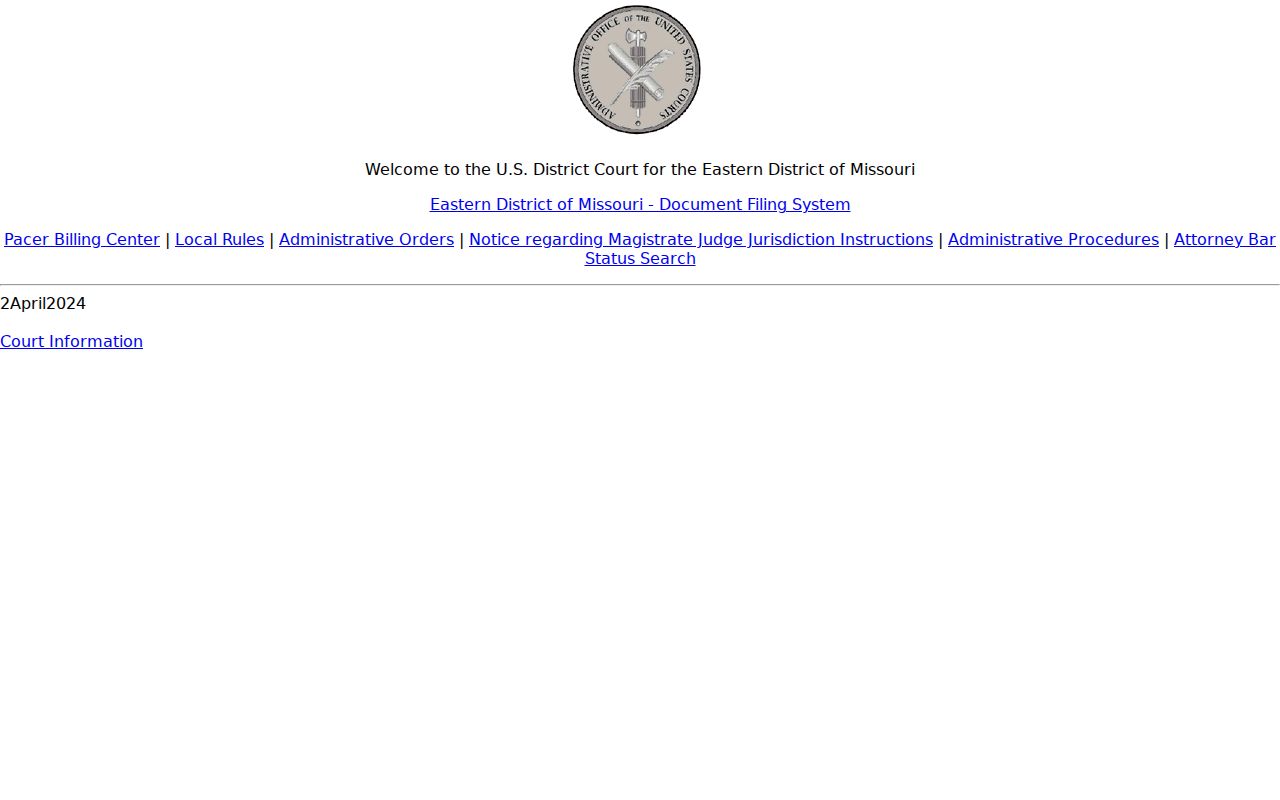 Senath court docket federal CM ECF boundary and separate federal access path