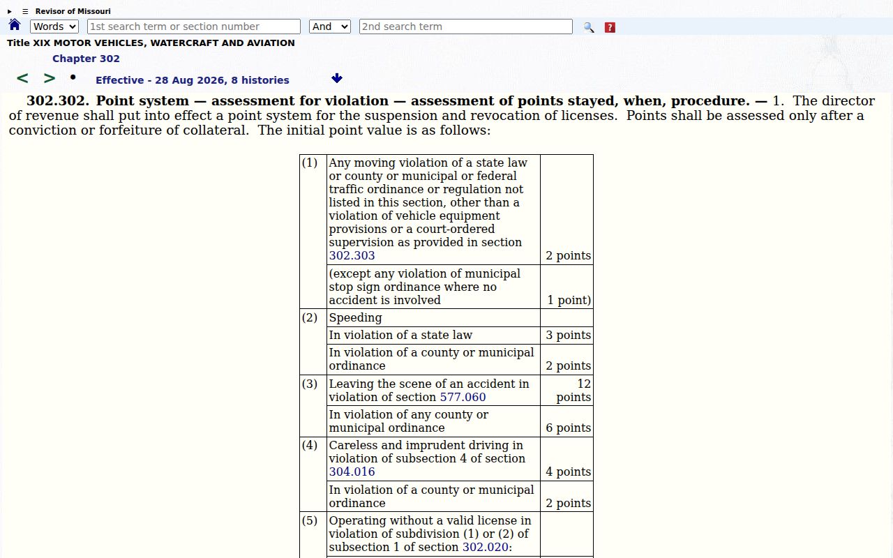 Senath court docket and Missouri Department of Revenue reporting context
